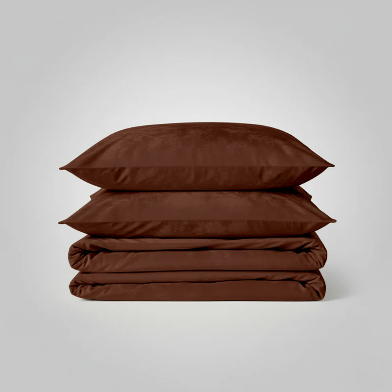 Dekbedovertrek Velvet Uni - Bruin