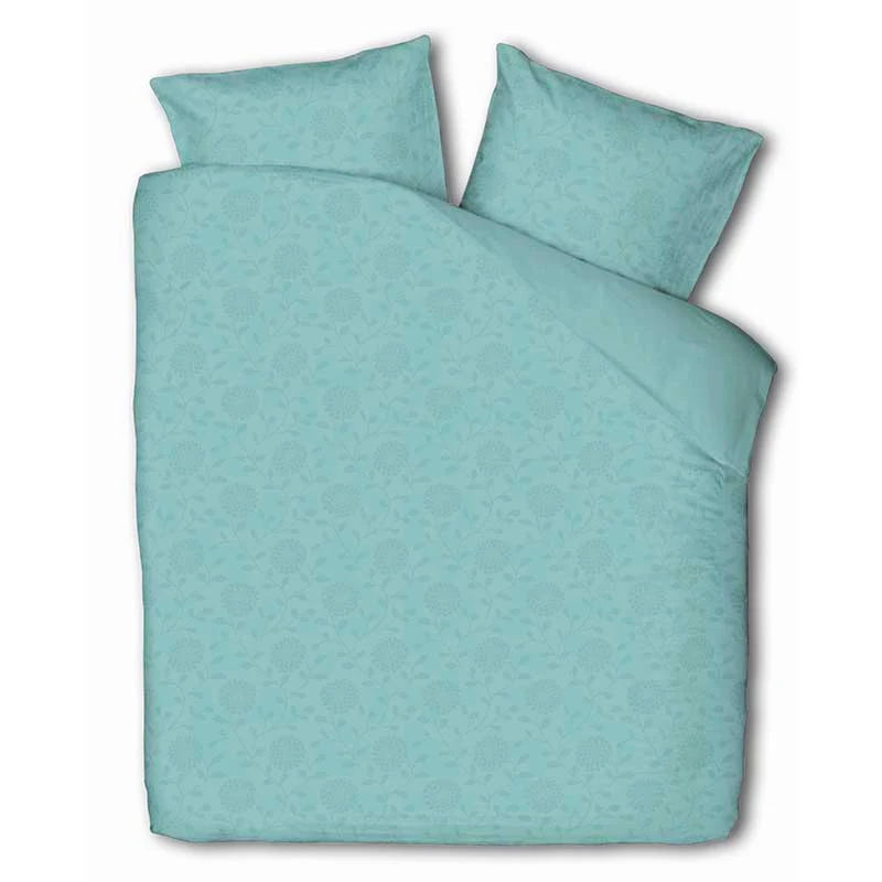 Embossed Bloem - Grijs/Blauw Dekbedovertrek