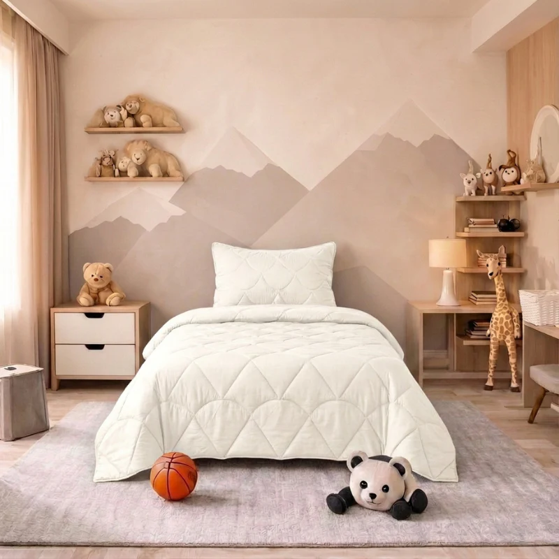 Kids Lazy Dekbed Zonder Overtrek - Velvet - Beige/Off White