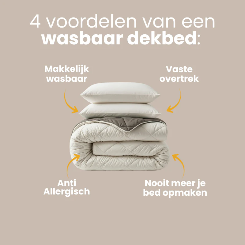Lazy Dekbed Zonder Overtrek - Crème/Kaki - Image 12
