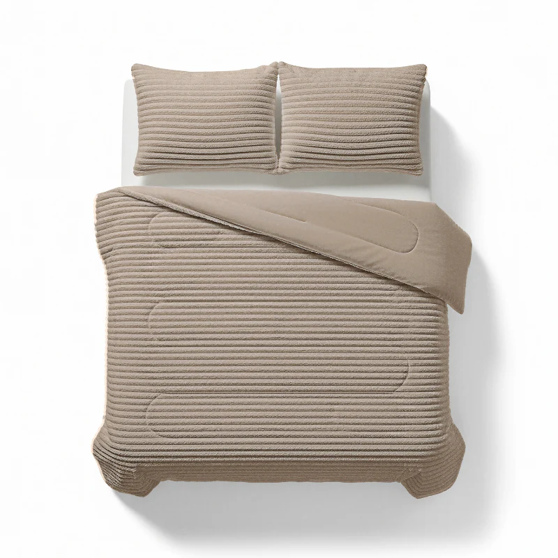Lazy Dekbed Zonder Overtrek - Teddy Rib - Taupe - Image 11