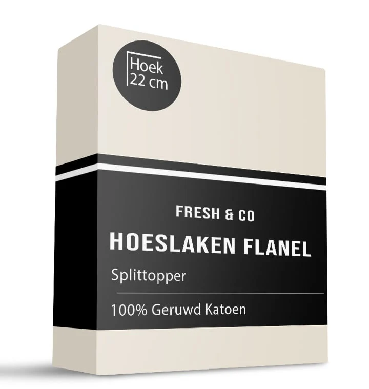 Splittopper Hoeslaken Katoen Flanel - Creme