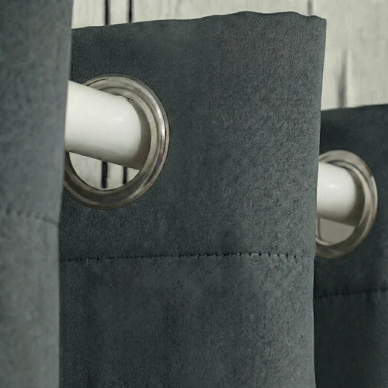 Velvet Gordijnen Verduisterend - Haken of Ringen - Antraciet - Image 3